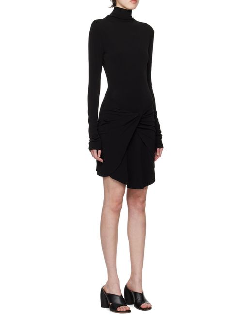 Off-White c/o Virgil Abloh Black Twist-Detailed High Neck Mini Dress