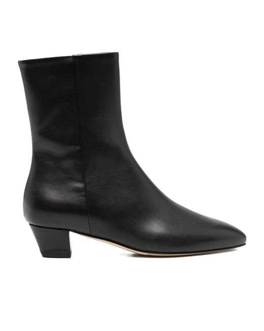 Aeyde Black Leather Pointed-Toe Ankle Boots