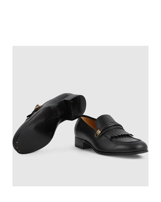 Gucci Black Logo Detailed Loafers for men
