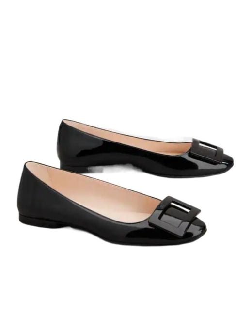 Roger Vivier Black Logo Embossed Flat Shoes