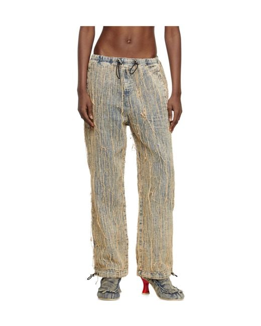 DIESEL Gray D-Martial Frayed-Detail Jeans for men
