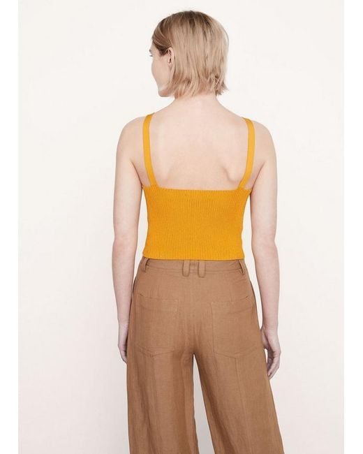 Vince Orange Ribbed-Knit Bralette Top