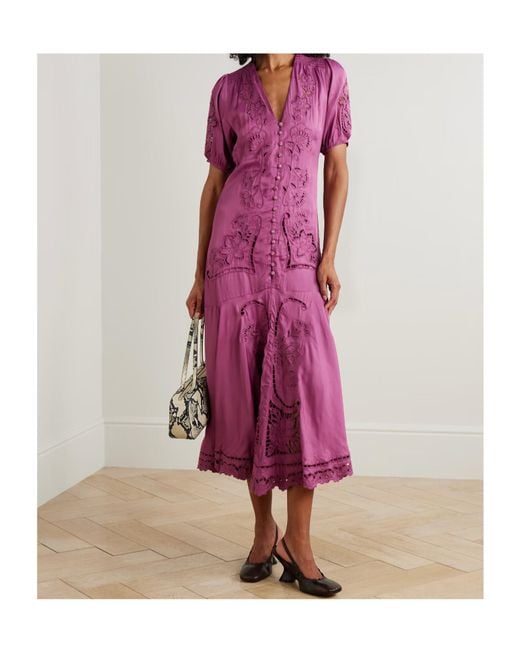 Farm Rio Purple Richilieu Sateen Maxi Dress