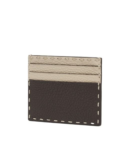 Fendi White Selleria Stitch Detailed Card Holder for men