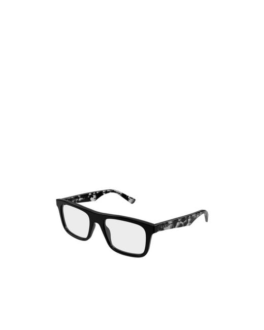 Gucci White Tortoiseshell-Effect Rectangle-Frame Glasses for men