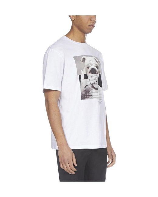 Neil Barrett White Printed T-Shirt With Round Neck for men