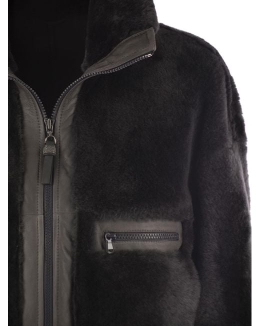 Brunello Cucinelli Black High Neck Zipped Jacket