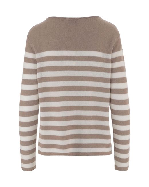 Bruno Manetti Gray Striped Cashmere Sweater