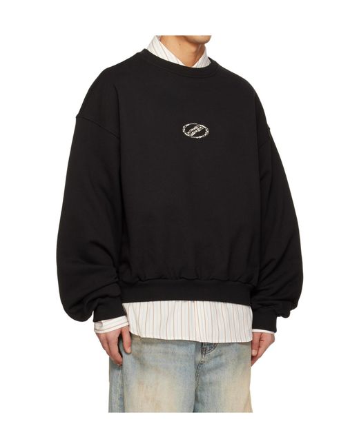 we11done Black Crew-Neck Sweatshirt for men