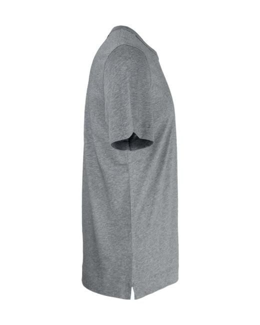 Zegna Gray Logo Embroidered Crewneck T-Shirt for men