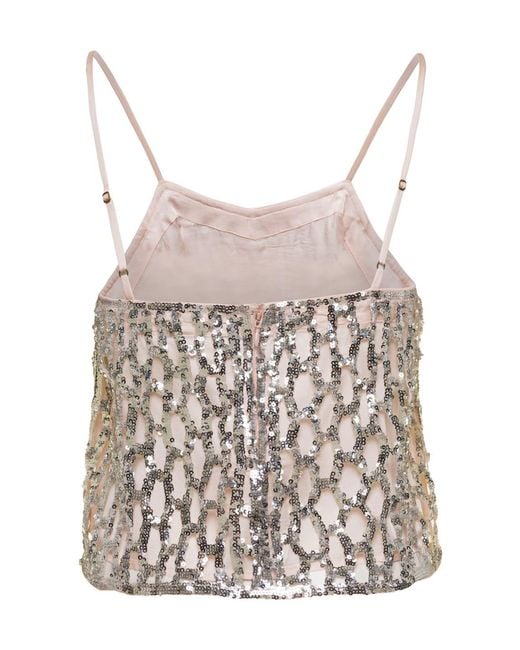 Forte_forte White Sequin Mesh Top