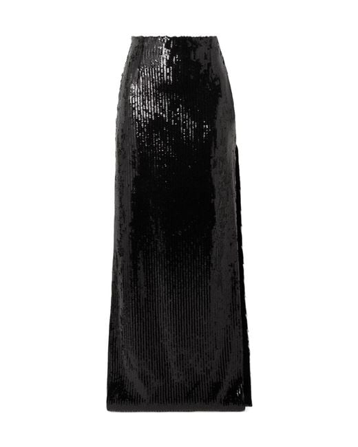 Galvan Black Sequin-Embellished Midi Skirt