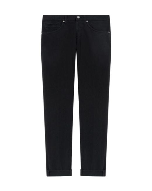 Dondup Black Cuffed-Hem Jeans for men