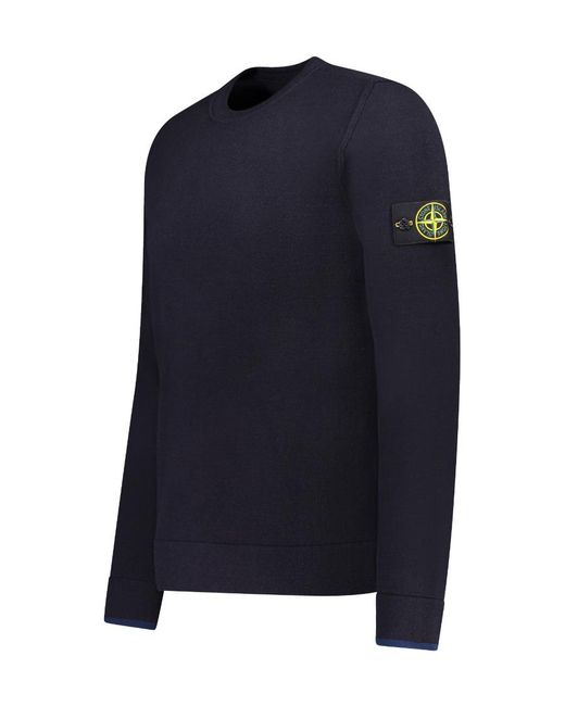 Stone Island Blue Compass Patch Crewneck Jumper for men