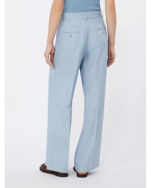Weekend by Maxmara Blue Pressed-Crease Linen Trousers