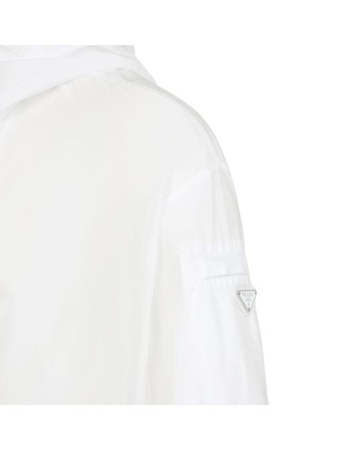 Prada White Zip-Up Hooded Jacket for men
