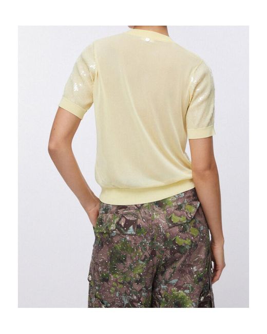 Liu Jo White Sequin-Embroidery Round-Neck T-Shirt