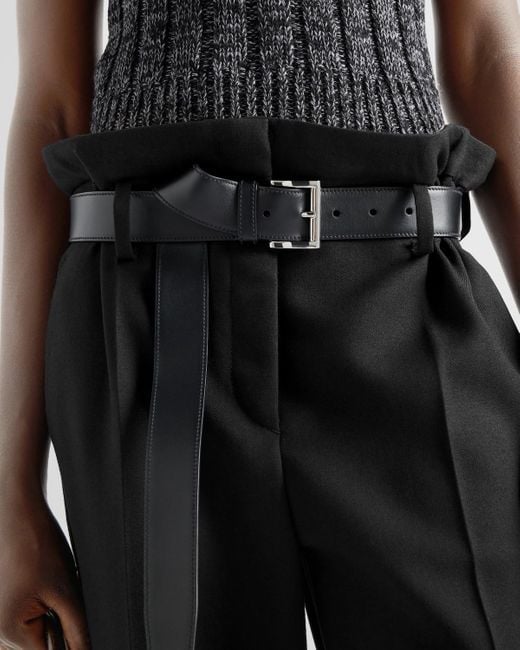 Prada Blue Belted Pleated Trousers