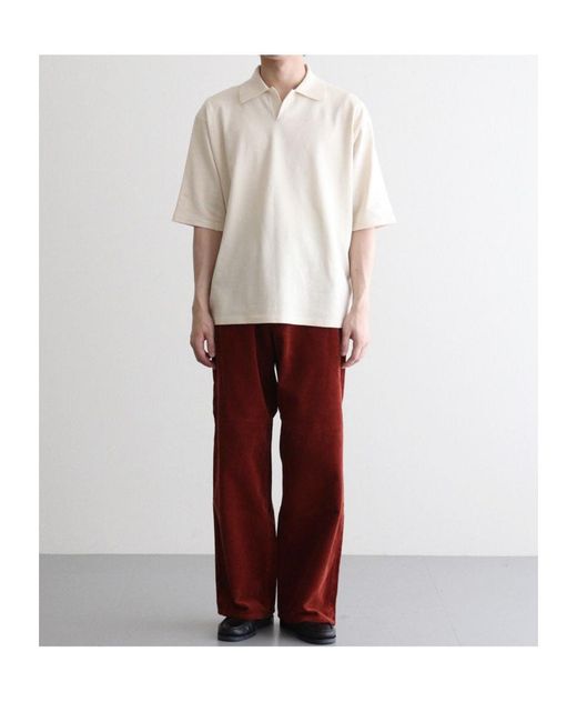 Auralee White High Gauge Tussah Satin Knit Skipper Polo Shirt for men