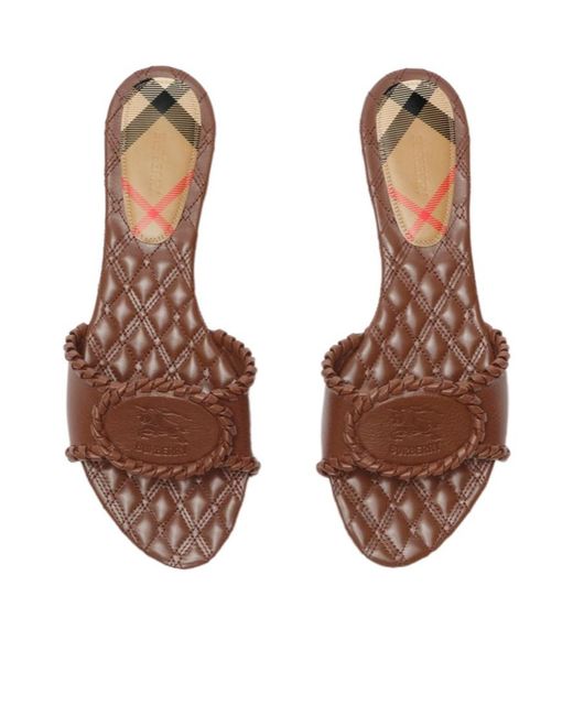 Burberry Brown Knight Stamp Crest Slides