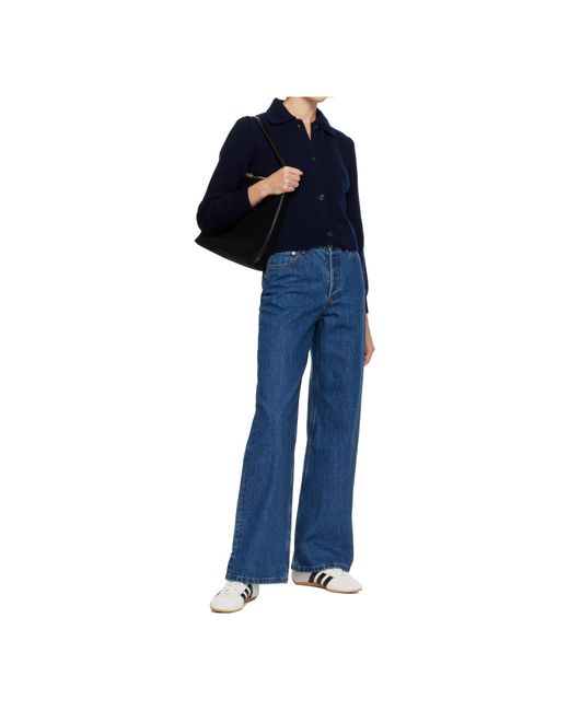 A.P.C. Blue Collared Wool Knit Cardigan