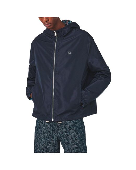 Fendi Blue Weather Resistant Windbreaker for men