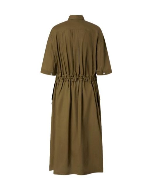 Pinko Green Button-Up Belted Midi Dress