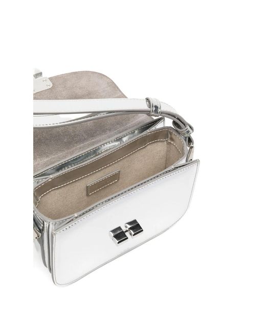 A.P.C. White Turnlock Foldover Top Shoulder Bag