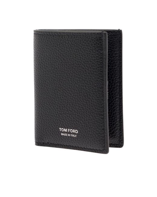 Tom Ford Black Logo Printed Bi-Fold Wallet for men