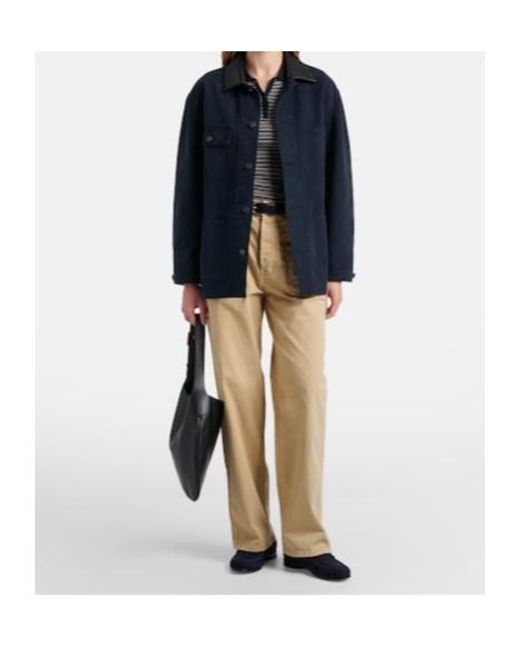 Nili Lotan Natural Whitney Cotton Wide-Leg Pants