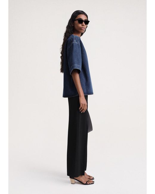 Totême Blue Totême Dart-Neck Denim Top