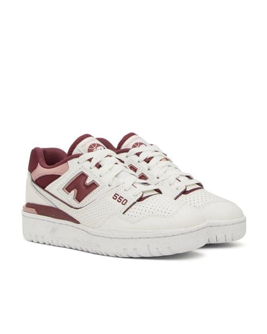 New Balance White 550 Rouge'