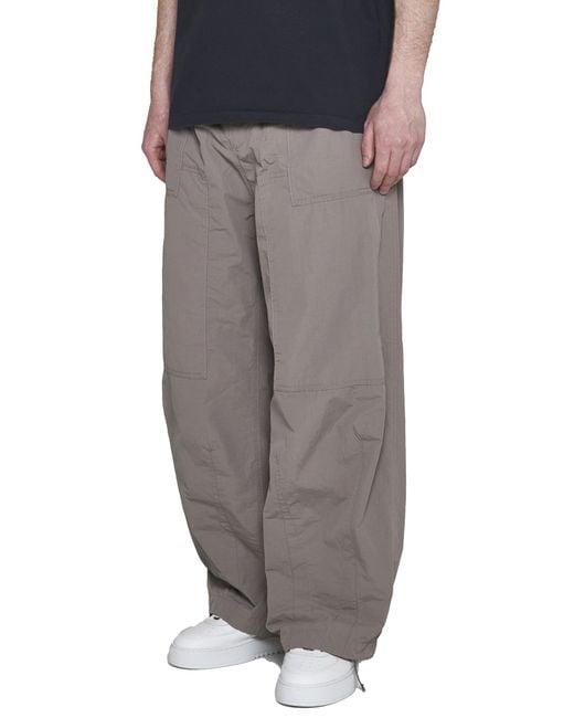 C P Company Gray Drawstring Cotton Trousers for men