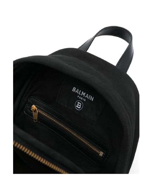 Balmain Black Logo-Embroidered Backpack