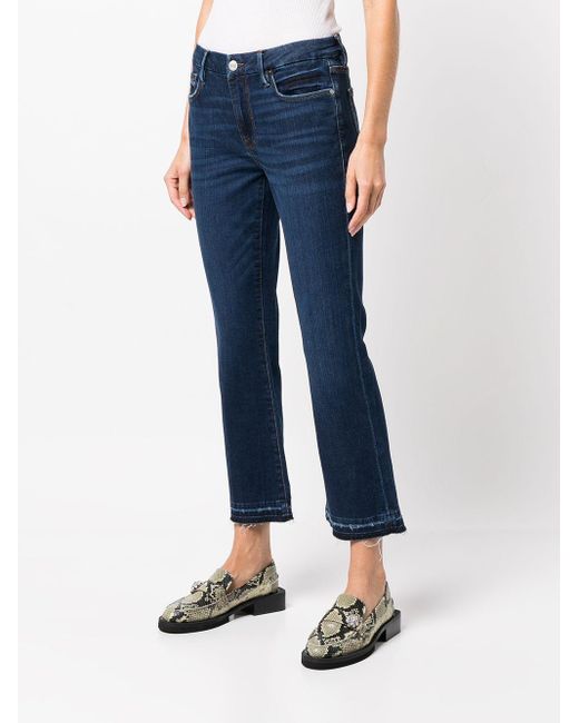 FRAME Blue High-Rise Cropped Flared Jeans