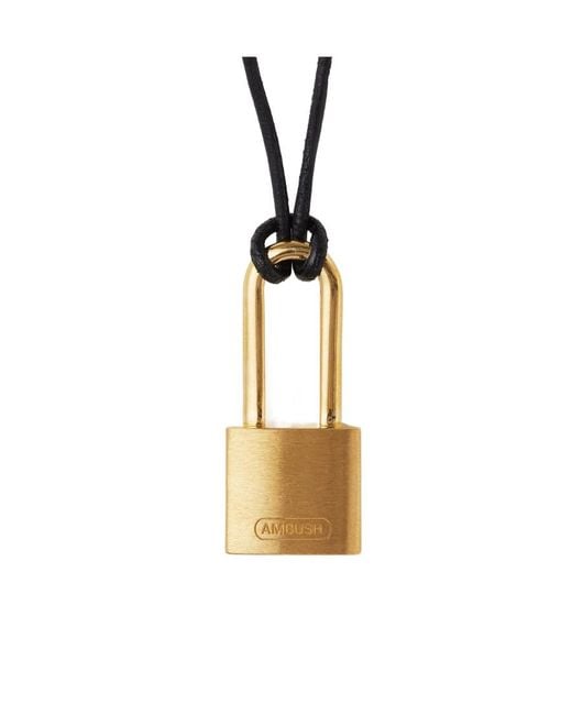 Ambush White Logo Engraved Padlock Necklace for men
