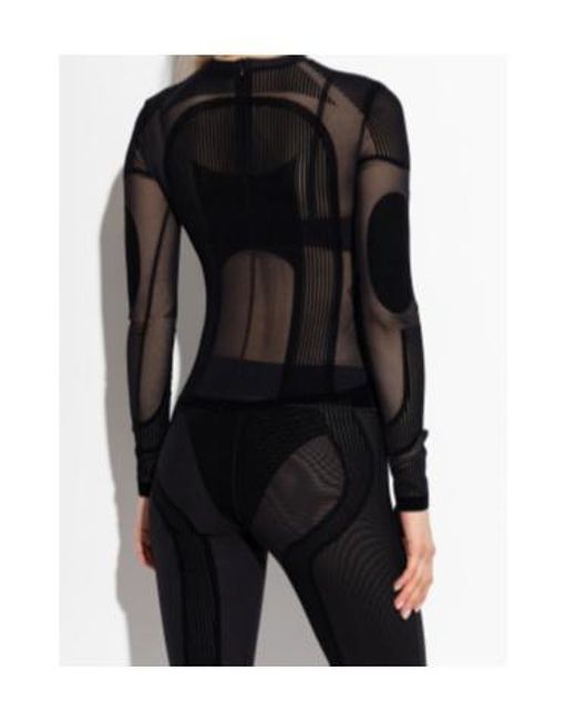 M I S B H V Black Flocked Mesh T-Shirt