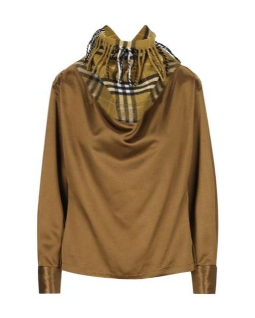 Burberry Green Fringe Detailed Long-Sleeved Top