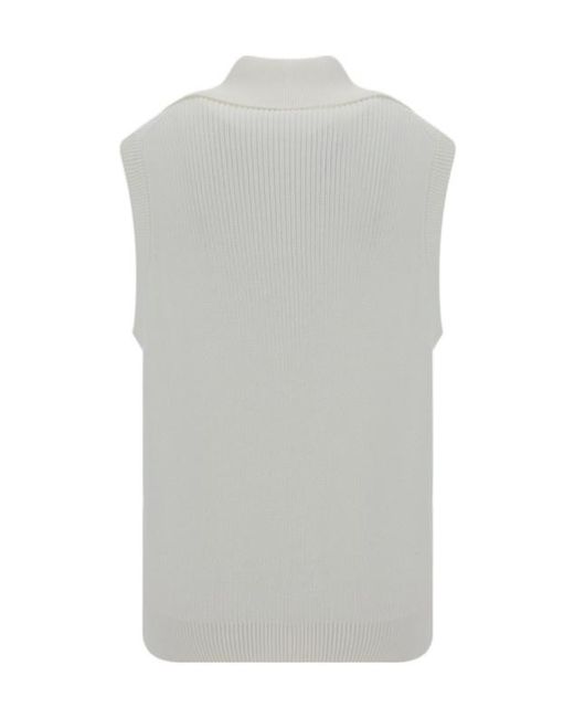 Brunello Cucinelli Gray Half-Zip Ribbed-Knit Gilet for men