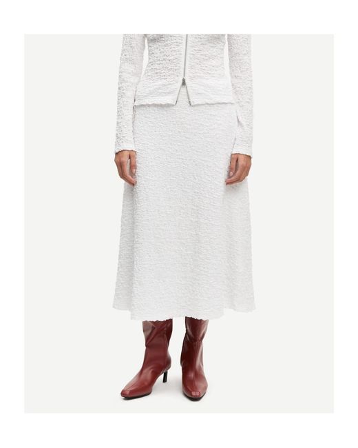 Samsøe & Samsøe White Sadaidy Textured Midi Skirt