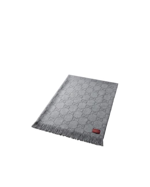 Gucci Gray Gg Wool Silk Jacquard Blanket for men