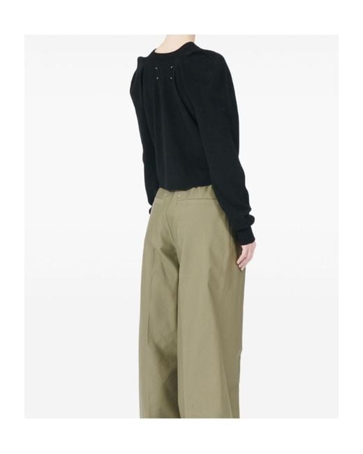 Maison Margiela Black Puff-Shoulder Wool Sweater