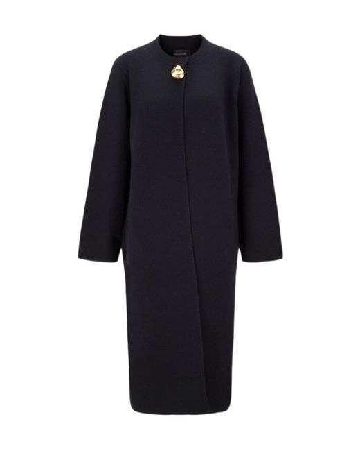 Fabiana Filippi Blue Crew Neck Knitted Coat