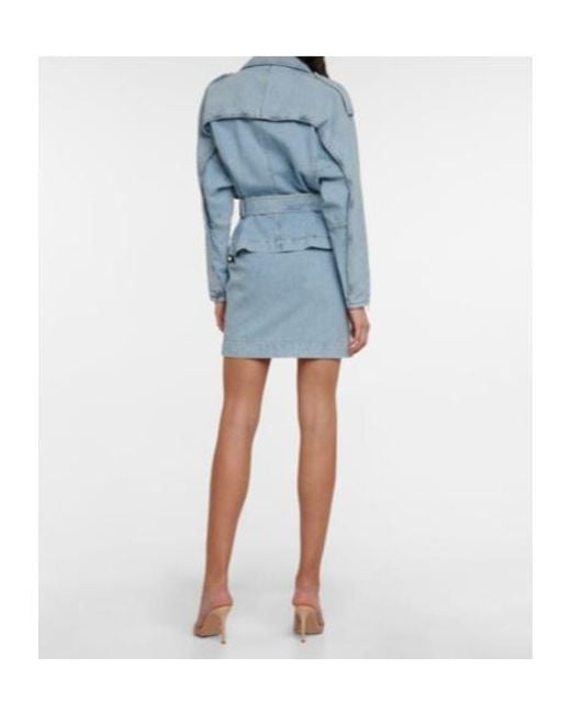 Alexandre Vauthier Blue Asymmetric Zipped Denim Minidress