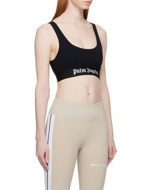 Palm Angels Black Scoop Neck Cropped Vest Top