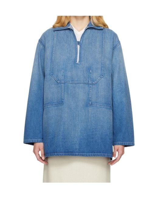Auralee Blue Long-Sleeved Denim Shirt