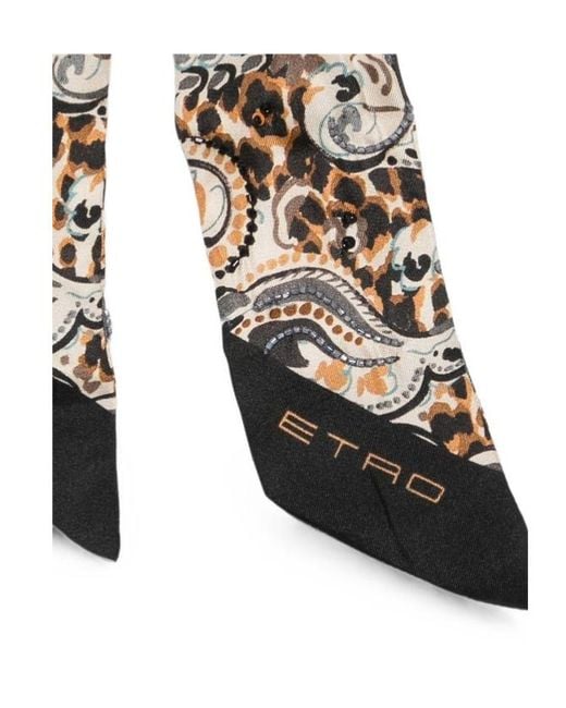 Etro White Silk Twill Paisleyina With Fringing And Paisley And Leopard Print