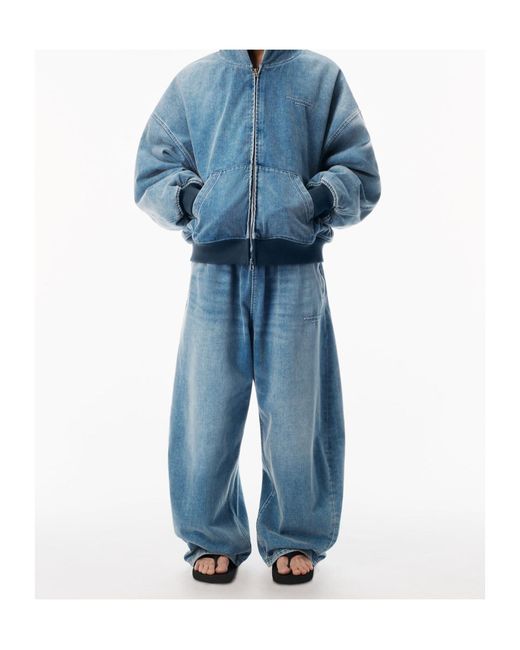 Alexander Wang Blue Brushed Denim Oversized Hoodie for men