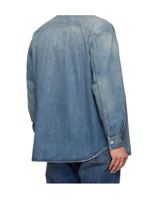MM6 by Maison Margiela Blue Long-Sleeved Denim Shirt for men