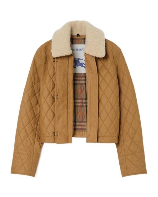 Burberry Brown Shearling Collar Quilted Howle Jacket